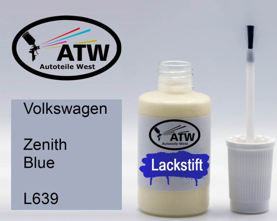 Volkswagen, Zenith Blue, L639: 20ml Lackstift, von ATW Autoteile West.